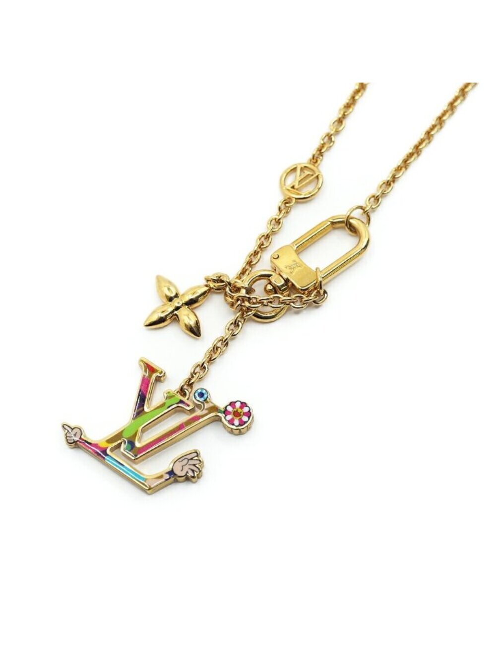 Louis Vuitton Necklace Super Flat Takashi Murakami Metal Gold